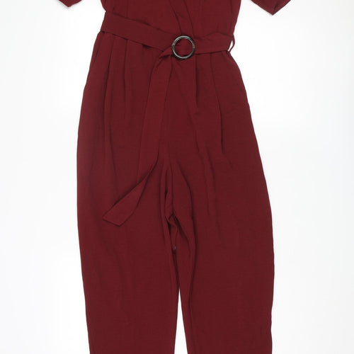 New Look Womens Red Polyester Jumpsuit One-Piece Size 10 L26 in Button - Belted