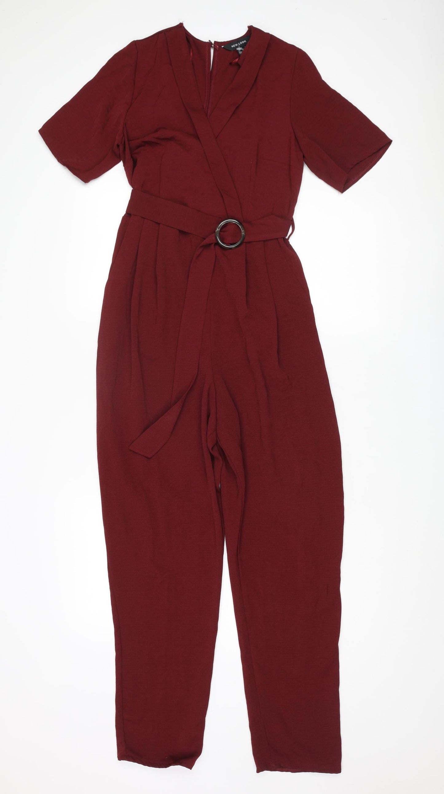 New Look Womens Red Polyester Jumpsuit One-Piece Size 10 L26 in Button - Belted