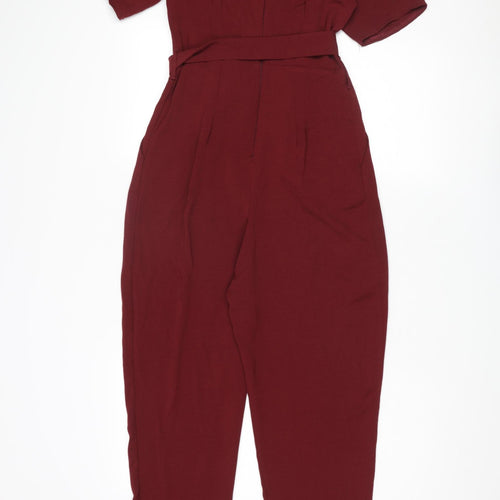 New Look Womens Red Polyester Jumpsuit One-Piece Size 10 L26 in Button - Belted