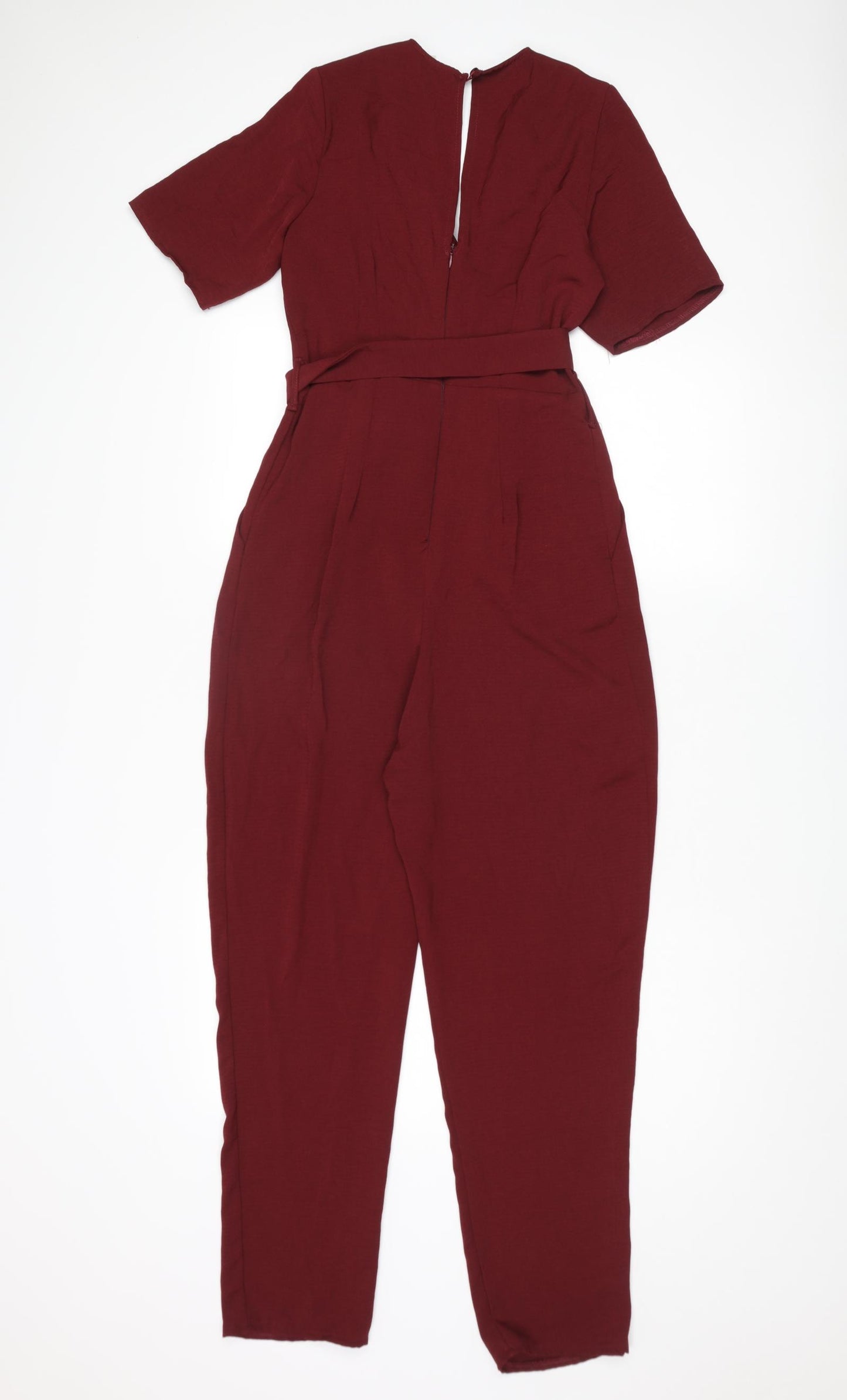 New Look Womens Red Polyester Jumpsuit One-Piece Size 10 L26 in Button - Belted
