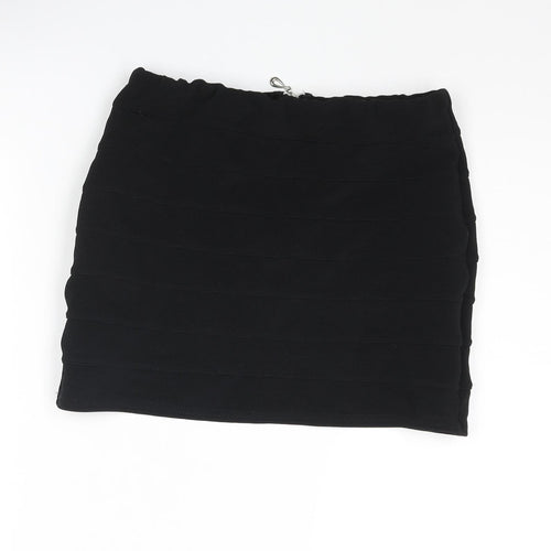 New Look Womens Black Polyester Bandage Skirt Size 12 Zip