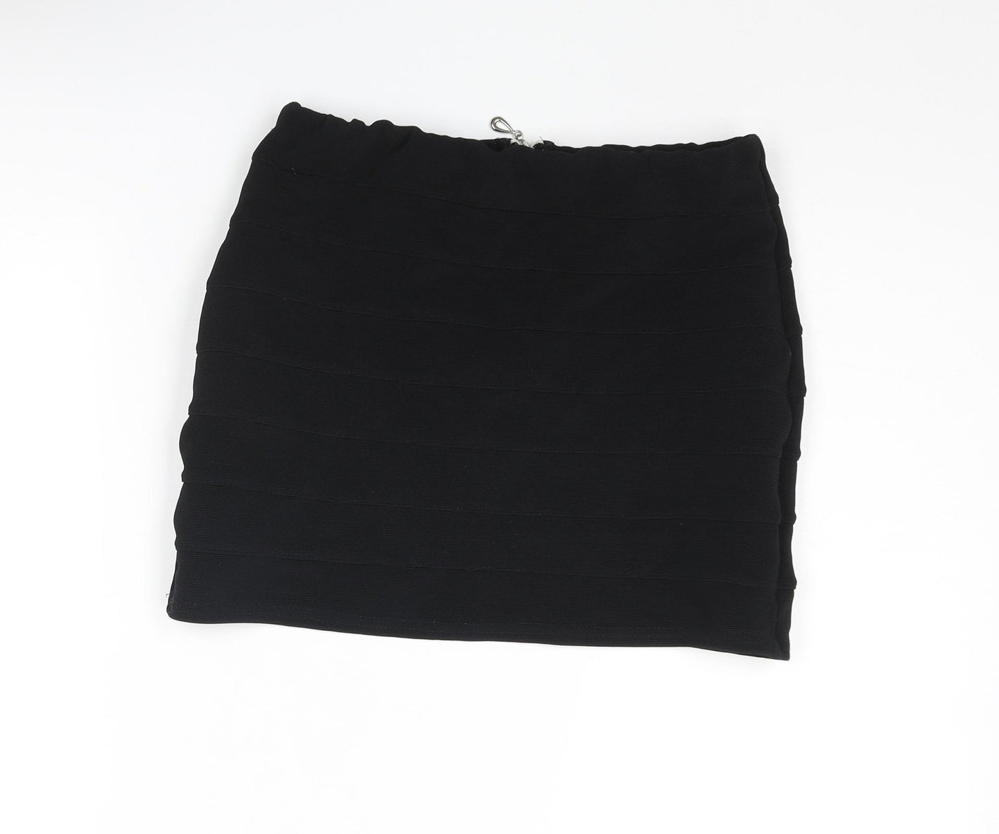New Look Womens Black Polyester Bandage Skirt Size 12 Zip