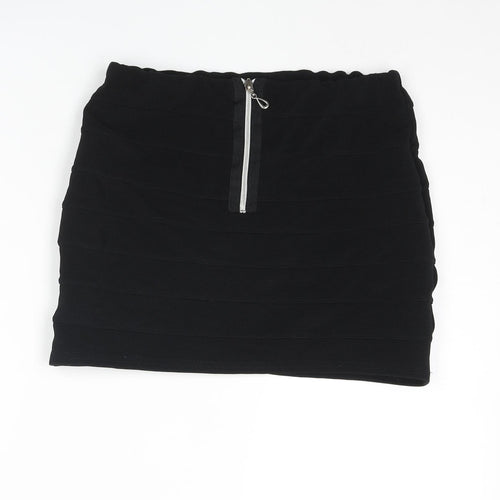 New Look Womens Black Polyester Bandage Skirt Size 12 Zip