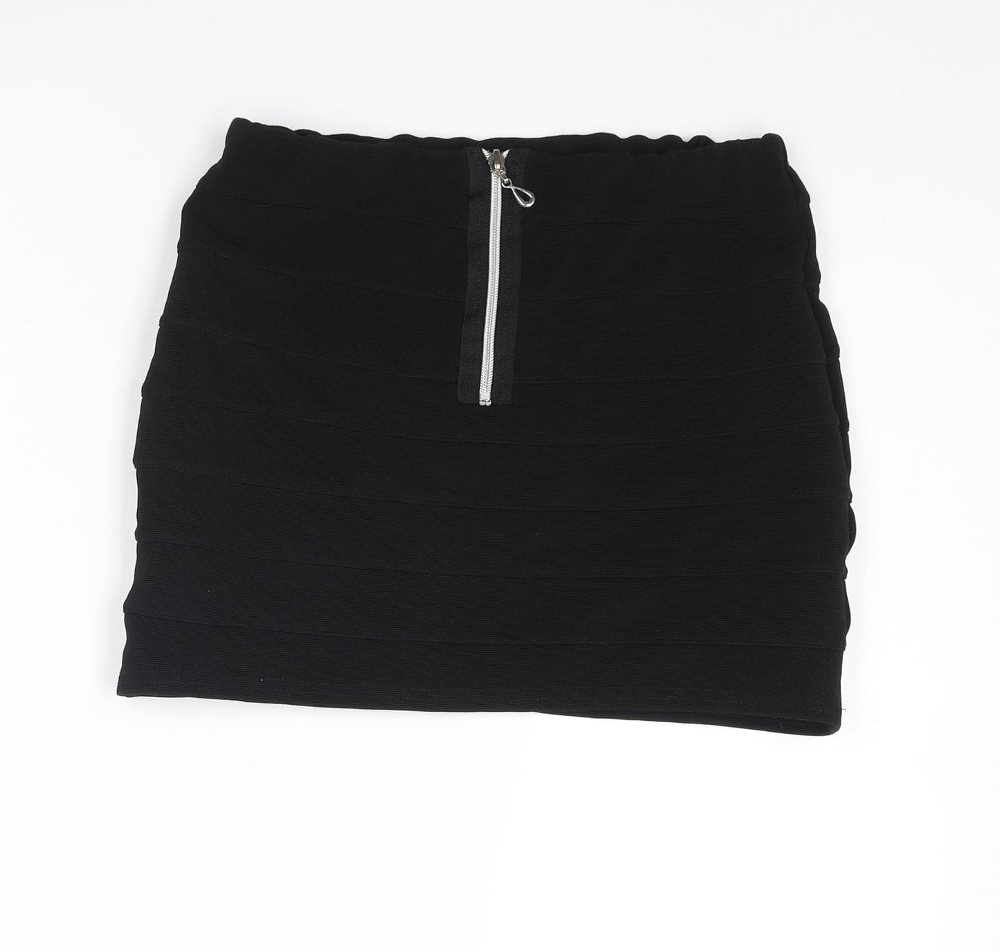 New Look Womens Black Polyester Bandage Skirt Size 12 Zip