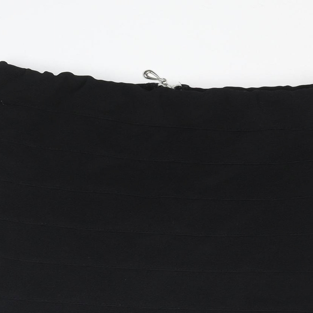 New Look Womens Black Polyester Bandage Skirt Size 12 Zip