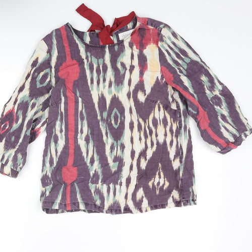 Thought Womens Multicoloured Geometric Lyocell Basic Blouse Size 12 Round Neck
