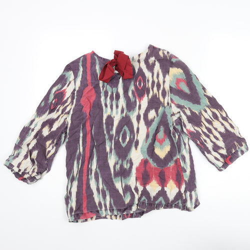 Thought Womens Multicoloured Geometric Lyocell Basic Blouse Size 12 Round Neck
