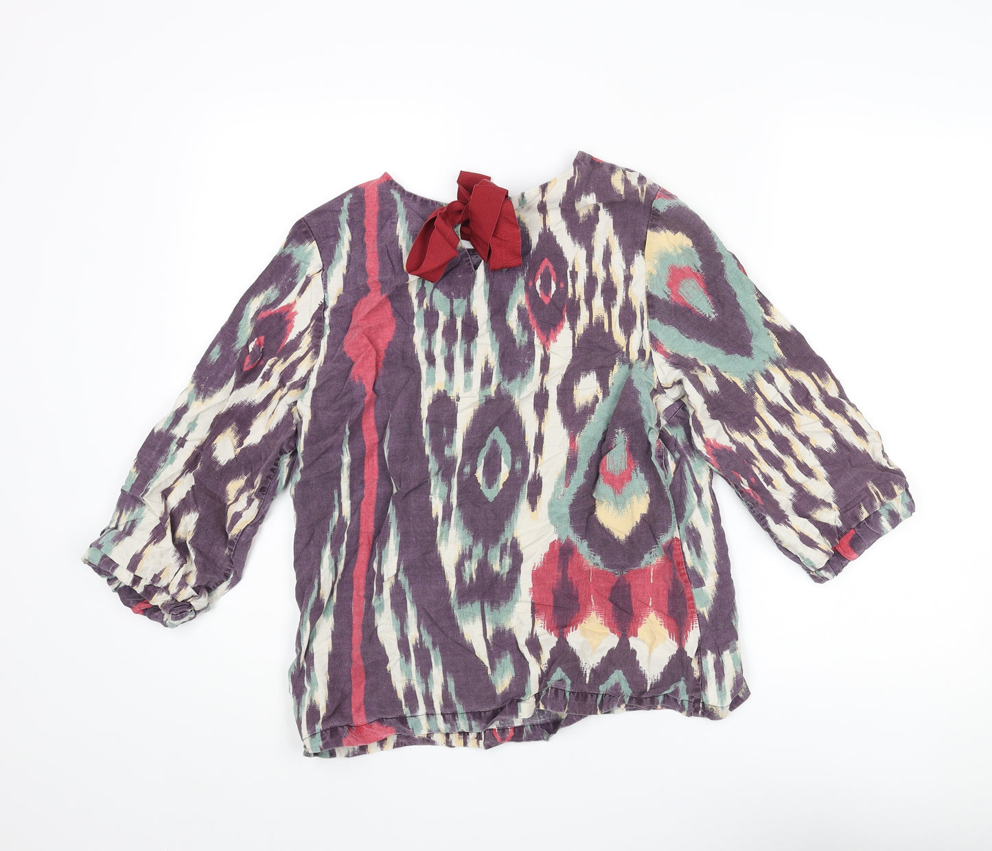 Thought Womens Multicoloured Geometric Lyocell Basic Blouse Size 12 Round Neck