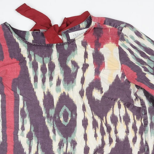 Thought Womens Multicoloured Geometric Lyocell Basic Blouse Size 12 Round Neck