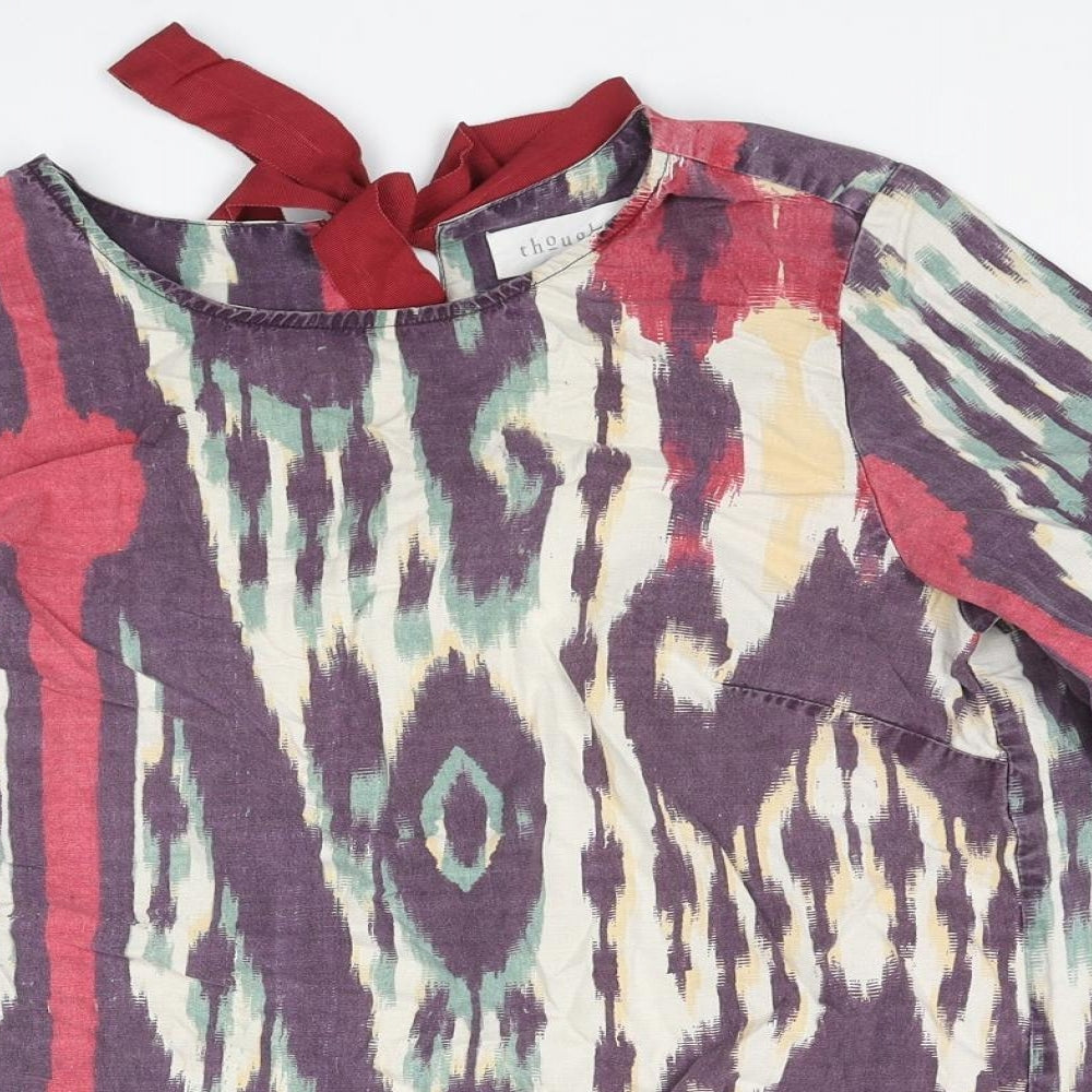 Thought Womens Multicoloured Geometric Lyocell Basic Blouse Size 12 Round Neck