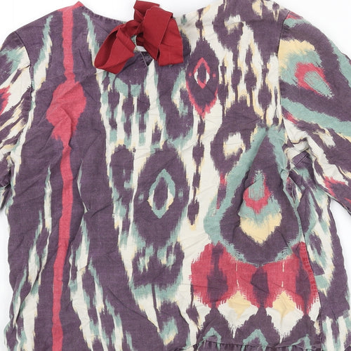 Thought Womens Multicoloured Geometric Lyocell Basic Blouse Size 12 Round Neck