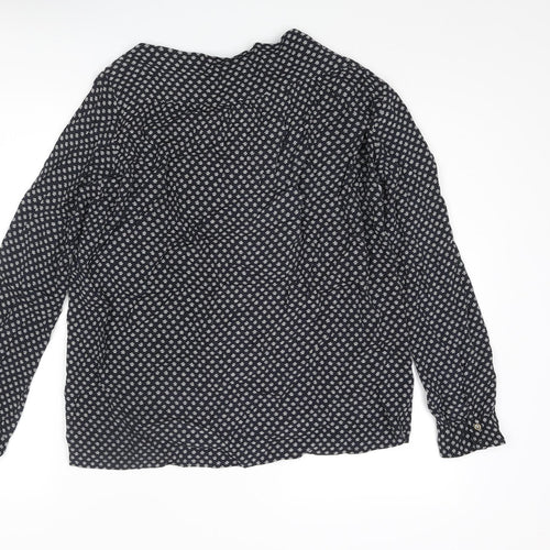 Hartford Womens Blue Geometric Viscose Basic Blouse Size 12 Boat Neck