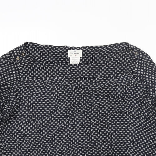 Hartford Womens Blue Geometric Viscose Basic Blouse Size 12 Boat Neck