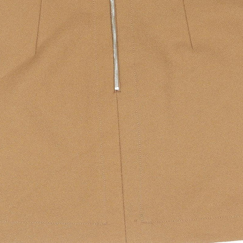 H&M Womens Brown Polyester A-Line Skirt Size 8 Zip