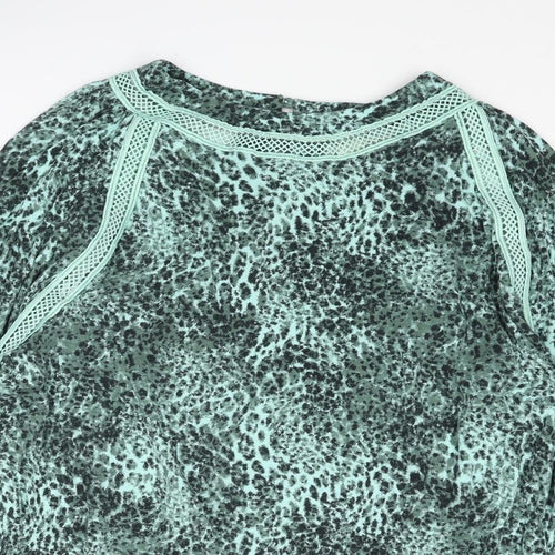 NEXT Womens Green Animal Print Viscose Basic Blouse Size 20 Round Neck - Cheetah Print