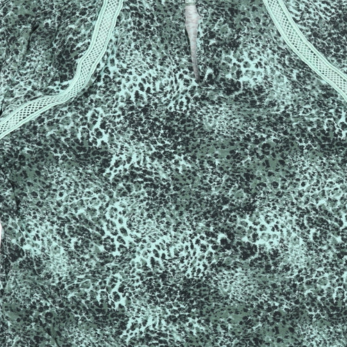 NEXT Womens Green Animal Print Viscose Basic Blouse Size 20 Round Neck - Cheetah Print