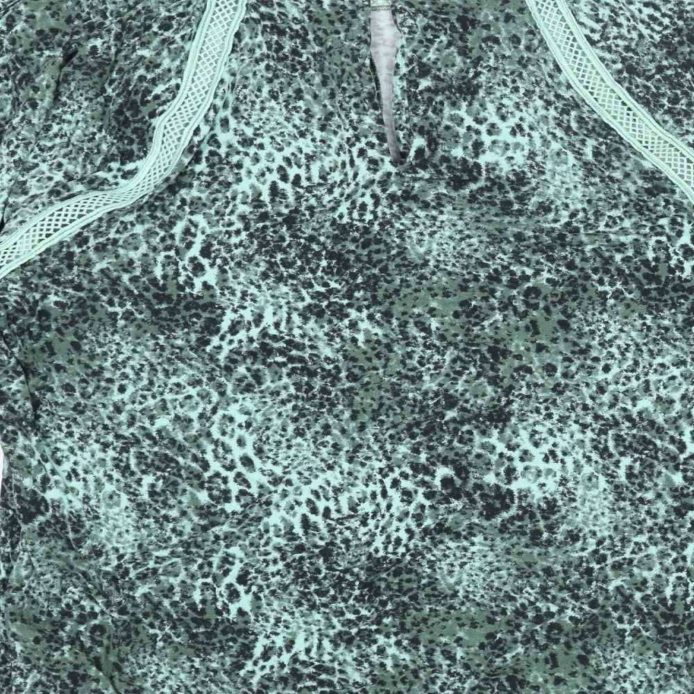 NEXT Womens Green Animal Print Viscose Basic Blouse Size 20 Round Neck - Cheetah Print