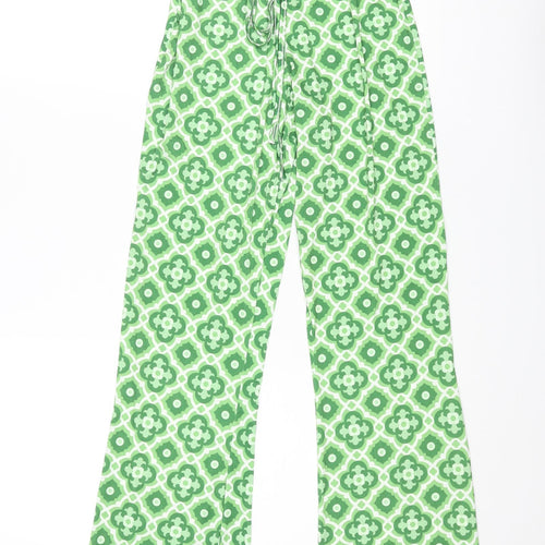 I SAW IT FIRST Womens Green Geometric Polyester Trousers Size 4 L33 in Regular Tie