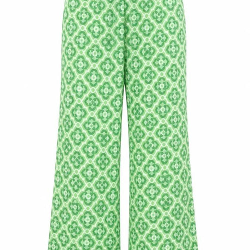 I SAW IT FIRST Womens Green Geometric Polyester Trousers Size 4 L33 in Regular Tie