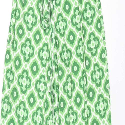 I SAW IT FIRST Womens Green Geometric Polyester Trousers Size 4 L33 in Regular Tie