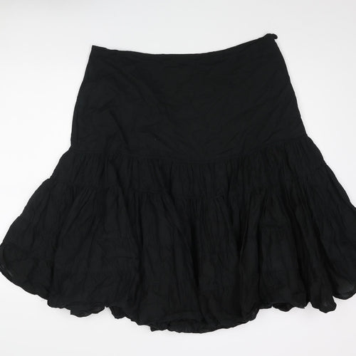 Principles Womens Black Cotton Trumpet Skirt Size 16 Zip - Rouched