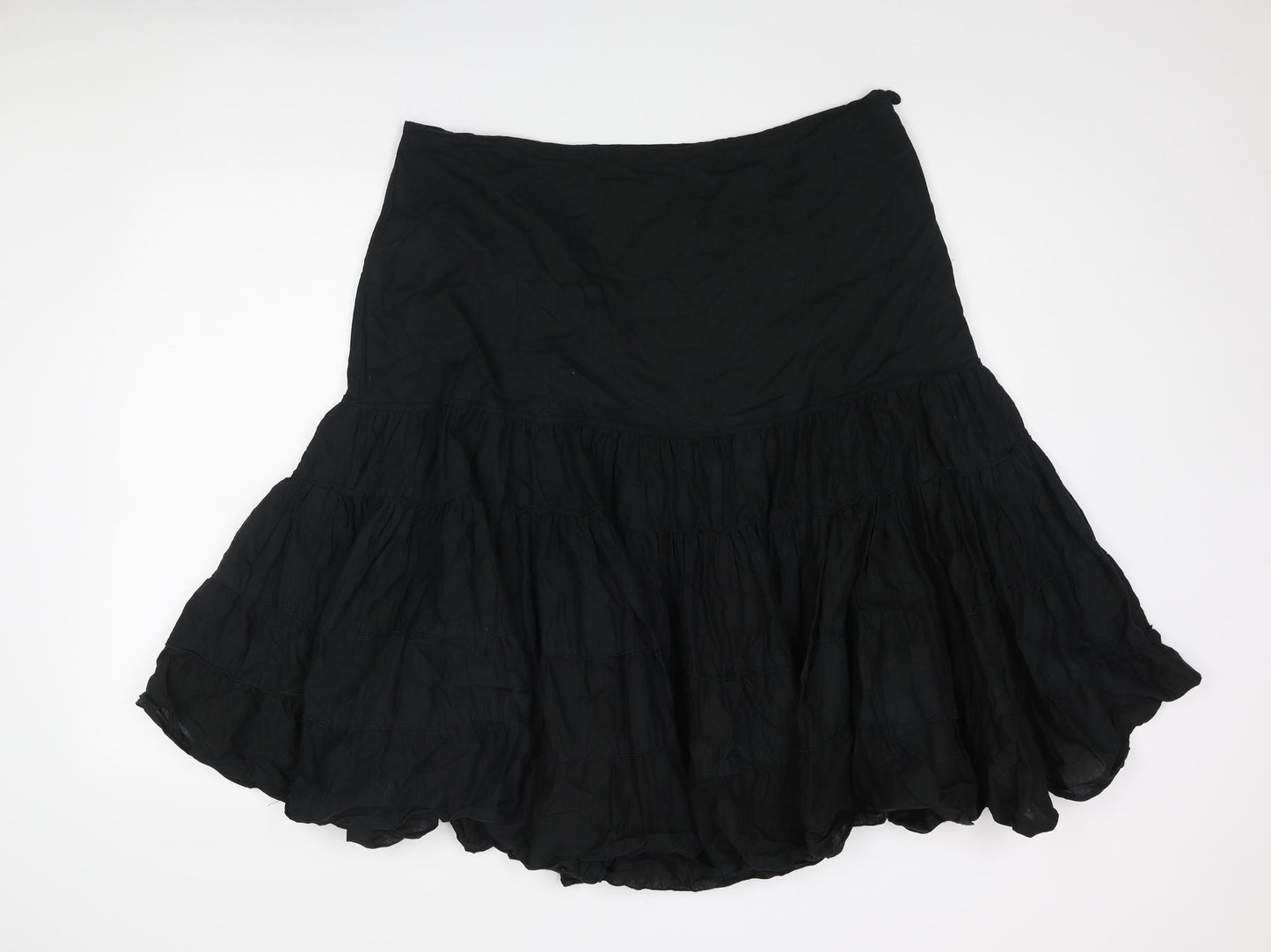 Principles Womens Black Cotton Trumpet Skirt Size 16 Zip - Rouched