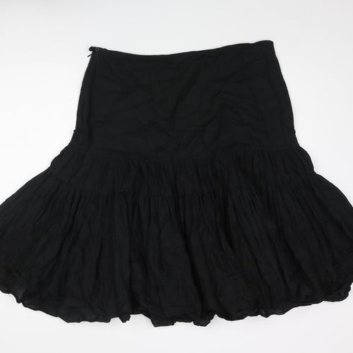 Principles Womens Black Cotton Trumpet Skirt Size 16 Zip - Rouched