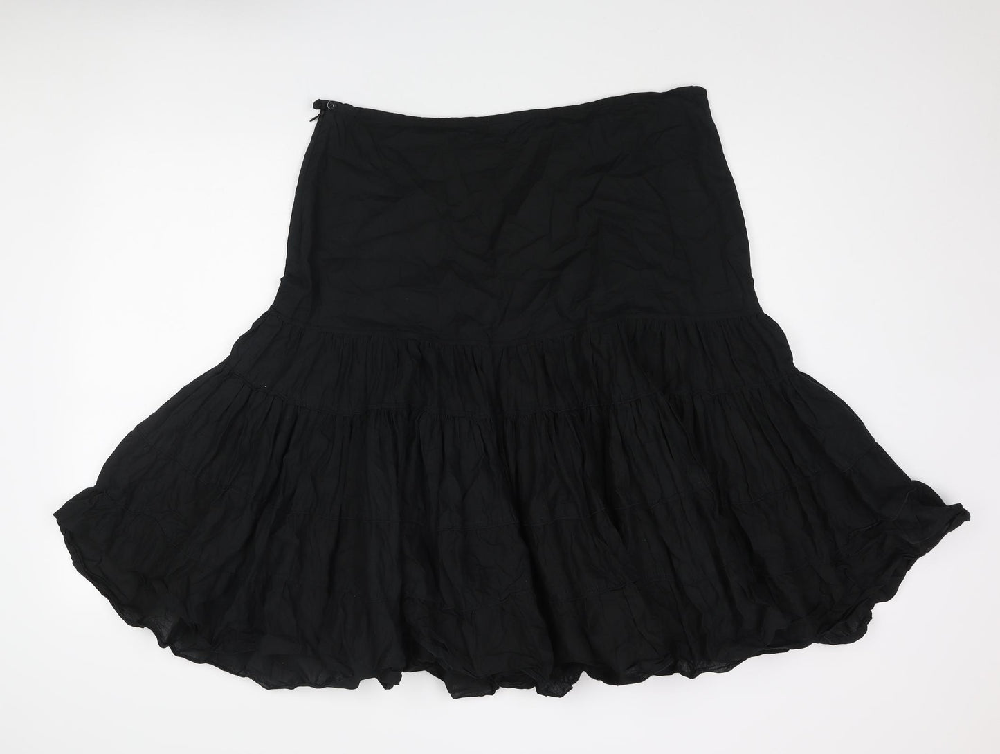 Principles Womens Black Cotton Trumpet Skirt Size 16 Zip - Rouched