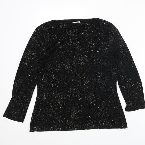 Damsel in a Dress Womens Black Acetate Basic Blouse Size 12 Cowl Neck - Glitter