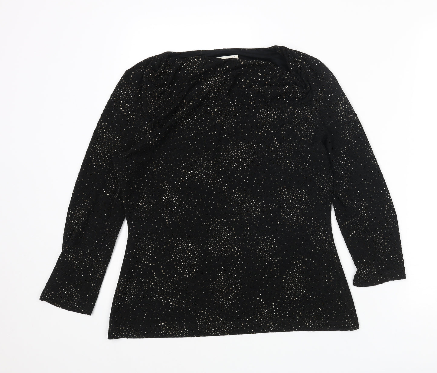 Damsel in a Dress Womens Black Acetate Basic Blouse Size 12 Cowl Neck - Glitter