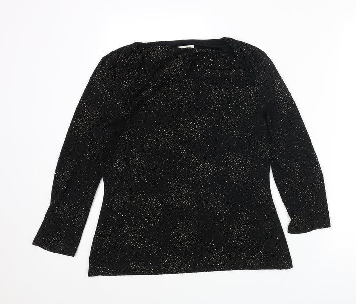 Damsel in a Dress Womens Black Acetate Basic Blouse Size 12 Cowl Neck - Glitter