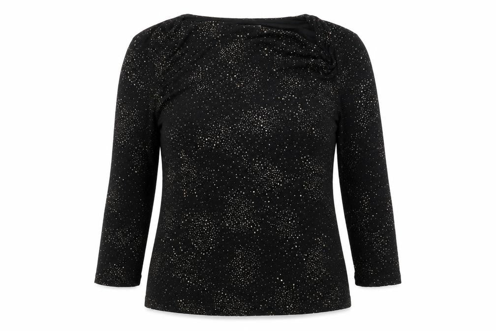 Damsel in a Dress Womens Black Acetate Basic Blouse Size 12 Cowl Neck - Glitter