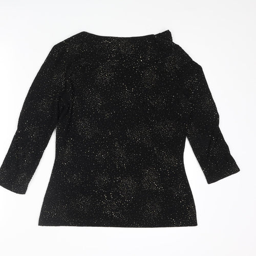 Damsel in a Dress Womens Black Acetate Basic Blouse Size 12 Cowl Neck - Glitter