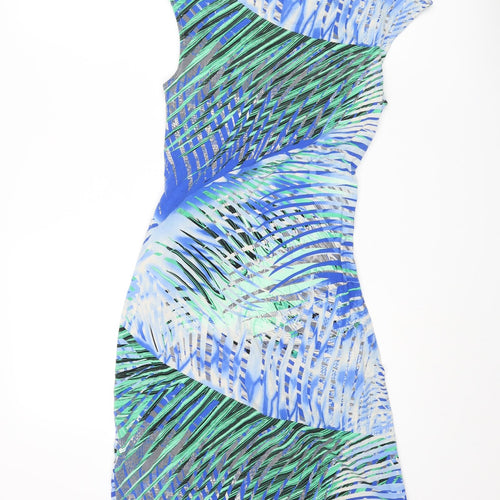Smashed Lemon Womens Multicoloured Geometric Viscose Shift Size 10 Round Neck Pullover - Tie