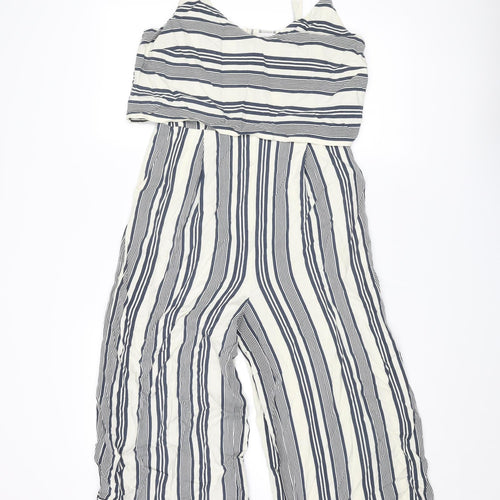 Native Youth Womens Blue Striped Cotton Jumpsuit One-Piece Size S L21 in Zip