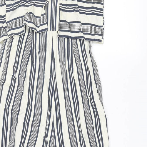 Native Youth Womens Blue Striped Cotton Jumpsuit One-Piece Size S L21 in Zip