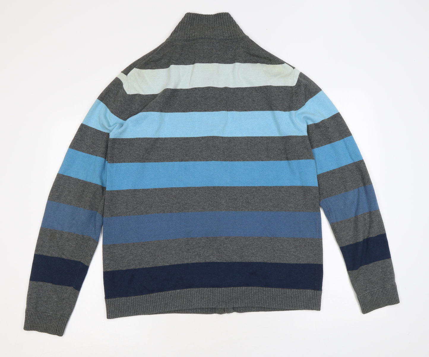Lambretta Mens Grey Striped Cotton Full Zip Sweatshirt Size L