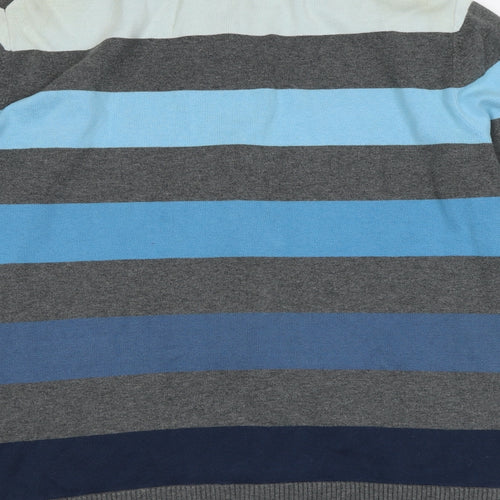Lambretta Mens Grey Striped Cotton Full Zip Sweatshirt Size L