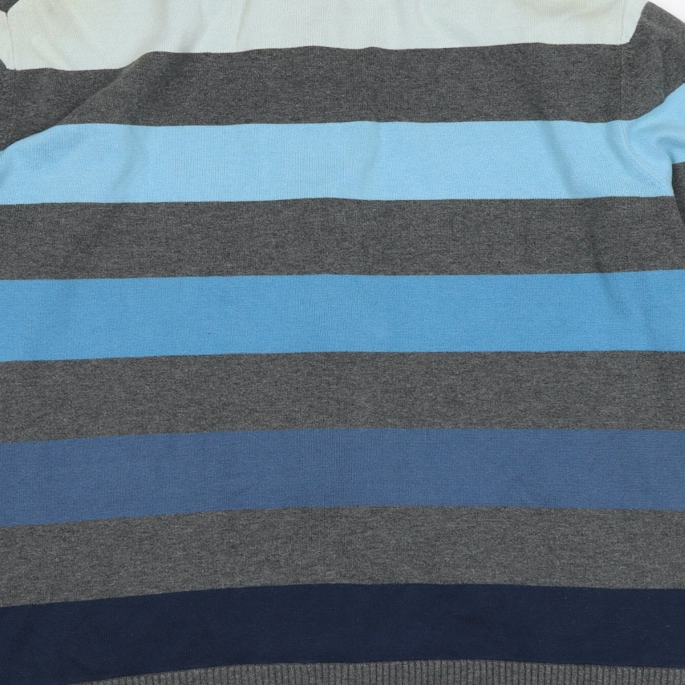 Lambretta Mens Grey Striped Cotton Full Zip Sweatshirt Size L