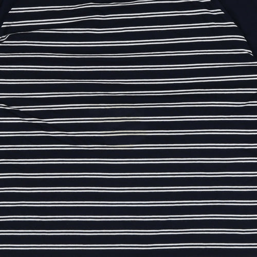 Marks and Spencer Womens Black Striped Cotton Basic T-Shirt Size XL Round Neck