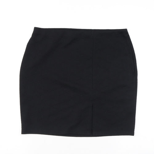 Lipsy Womens Black Geometric Polyester Mini Skirt Size 16 - Slit