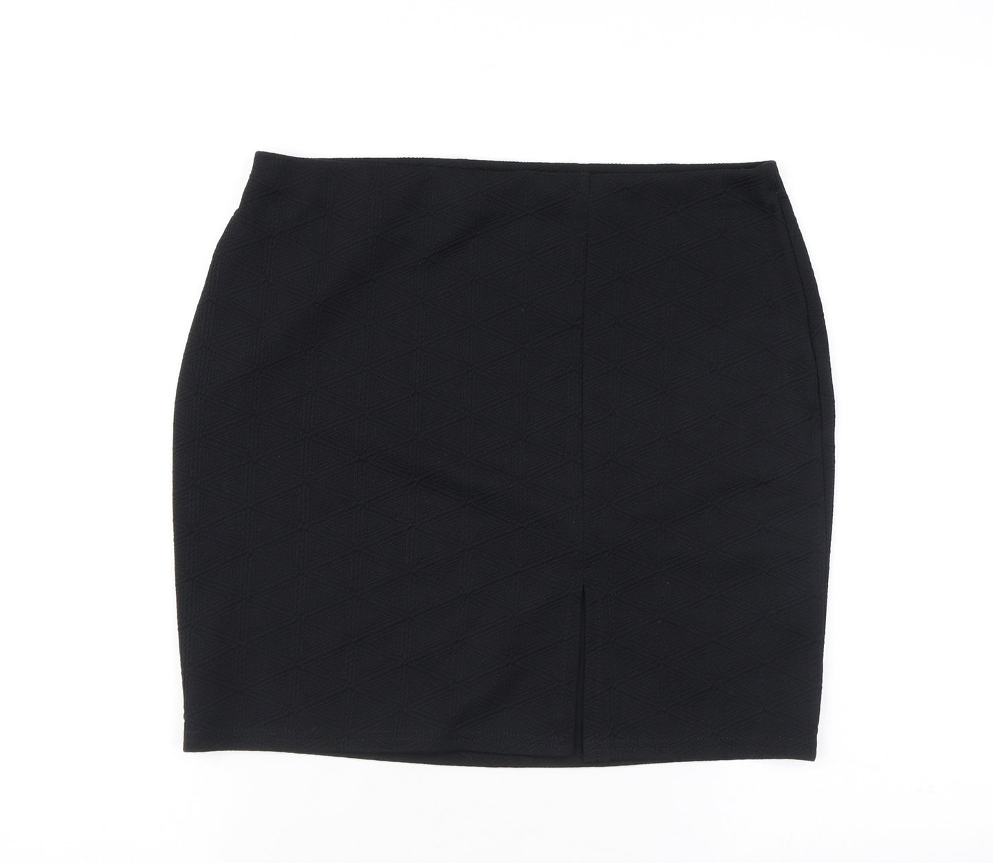 Lipsy Womens Black Geometric Polyester Mini Skirt Size 16 - Slit