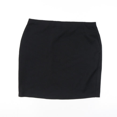 Lipsy Womens Black Geometric Polyester Mini Skirt Size 16 - Slit