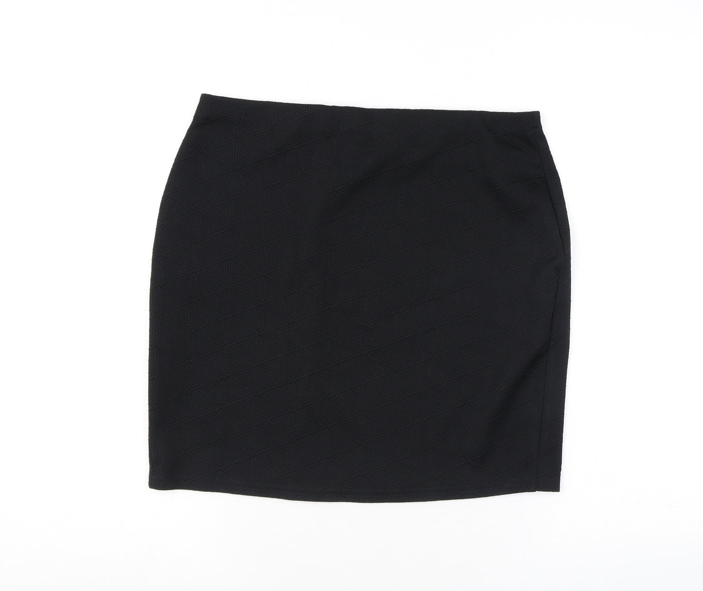 Lipsy Womens Black Geometric Polyester Mini Skirt Size 16 - Slit