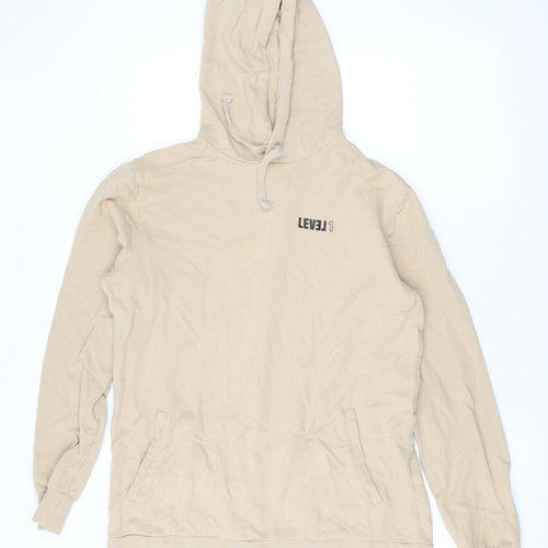 Level1 Mens Beige Cotton Pullover Hoodie Size M