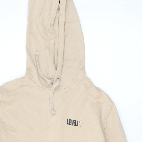 Level1 Mens Beige Cotton Pullover Hoodie Size M