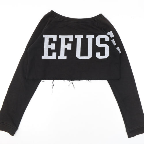 Bershka Womens Black Cotton Pullover Sweatshirt Size S Pullover - Cropped Raw Hem