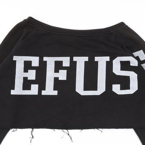 Bershka Womens Black Cotton Pullover Sweatshirt Size S Pullover - Cropped Raw Hem