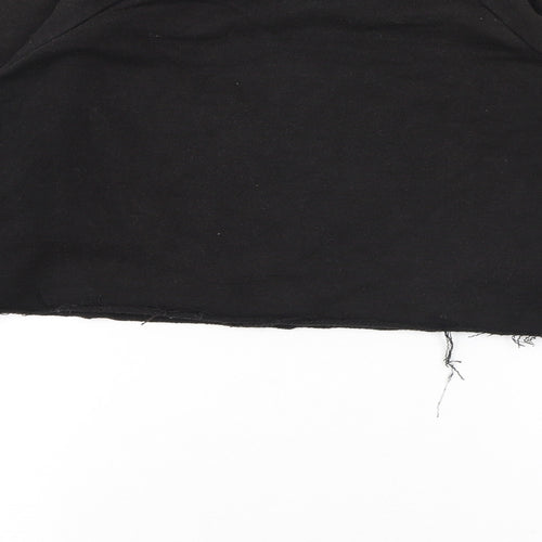 Bershka Womens Black Cotton Pullover Sweatshirt Size S Pullover - Cropped Raw Hem