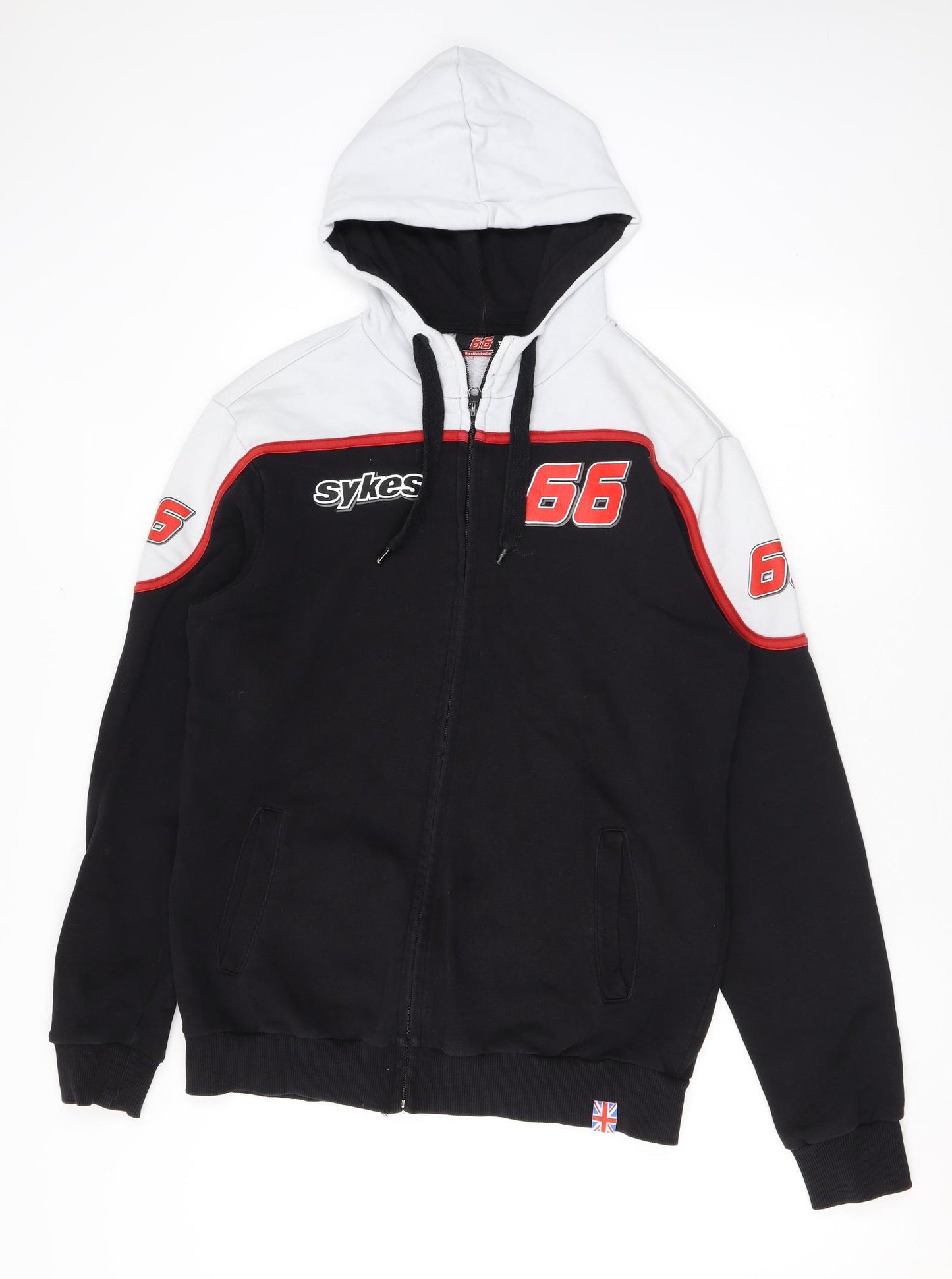 66 Mens Black Cotton Full Zip Hoodie Size L